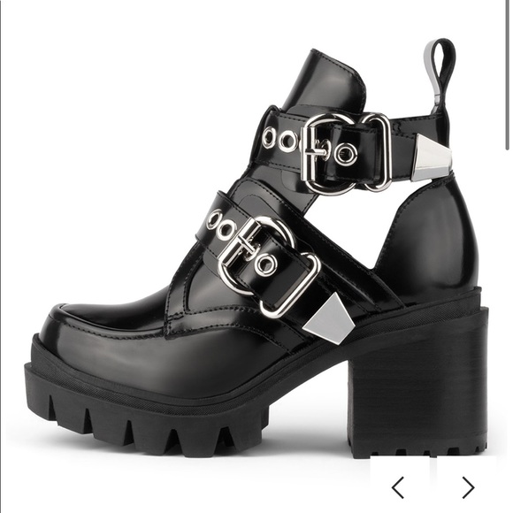 jeffrey campbell craven buckle strap bootie